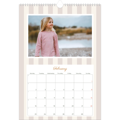 A3 photo calendars — Script and stripes [February]