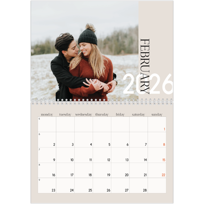 A4 Double Photo Calendar — Overlapping text [February]