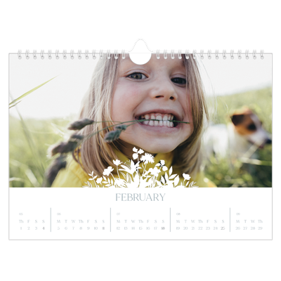 A4 Landscape Photo Calendar — Flower motif [February]