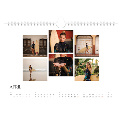 A4 Landscape Photo Calendar — Surfing sunsets [April]