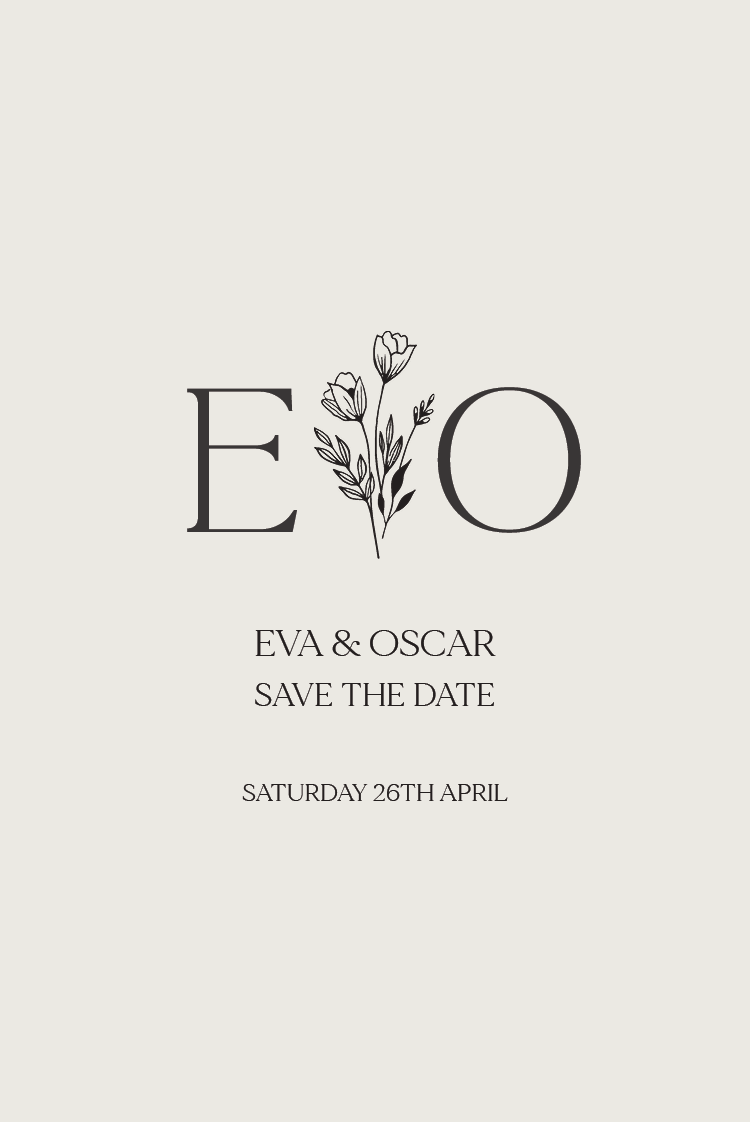 Save the date — Initials in bloom