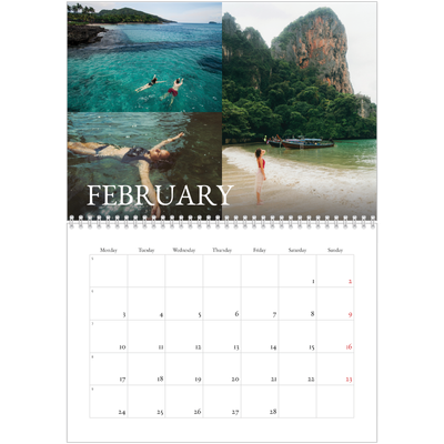 A4 Double Photo Calendar — Simple serif [February]