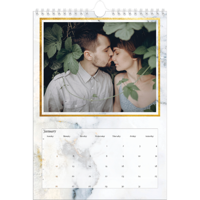 A4 Photo Calendar — Gold frame marble [February]