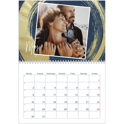 A4 Double Photo Calendar — Gold brush backgrounds [cover]