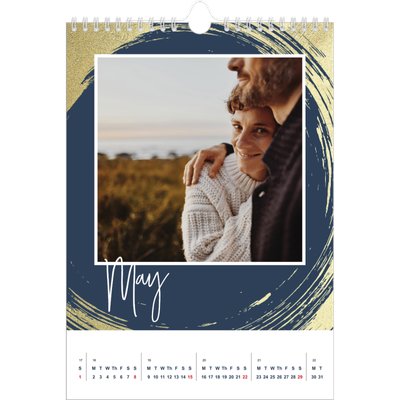 A4 Photo Calendar — Gold brush backgrounds [cover]