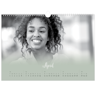 A3 Photo Calendar — Misty green [April]