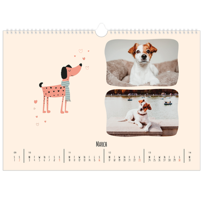 A3 Photo Calendar — Dog paws and doodles [March]