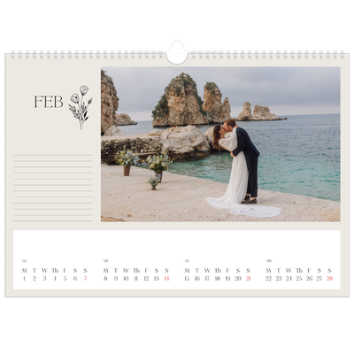 A3 Photo Calendar — Initials in bloom [February]