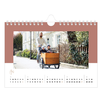 A5 Landscape Photo Calendar — Earthy frames [April]