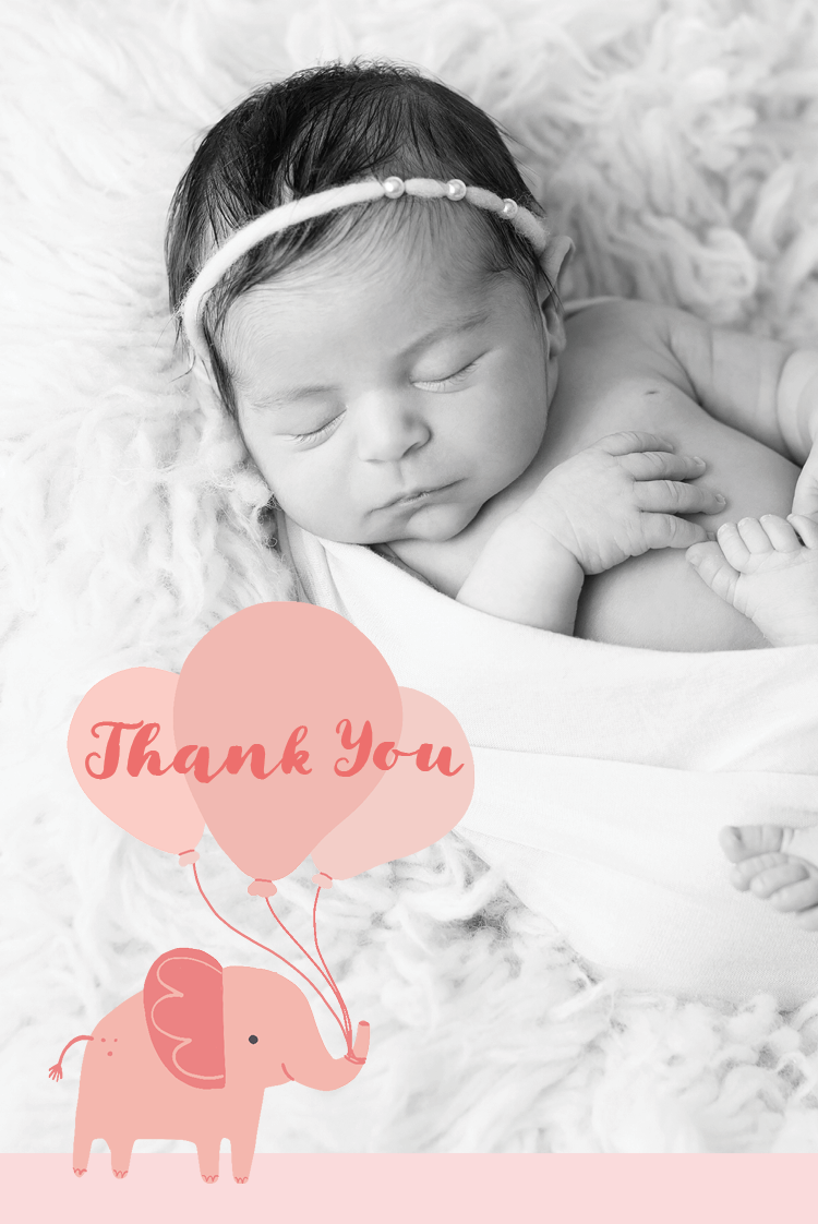 Thank you cards — Pink elephant