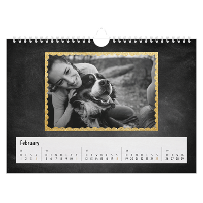 A4 Landscape Photo Calendar — Glitter frames [February]