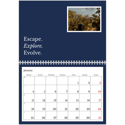 A4 Double Photo Calendar — Editorial Earth [January]