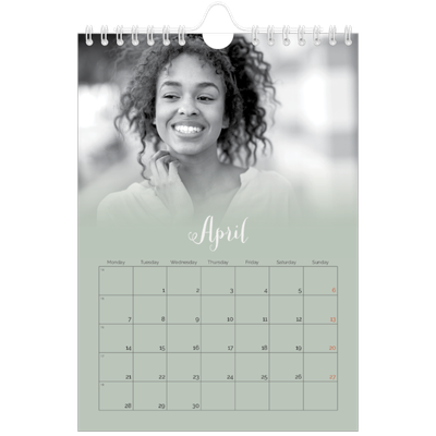 A5 Photo Calendar — Misty green [April]