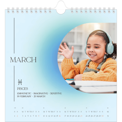 Square calendars  — Astrology gradients [March]