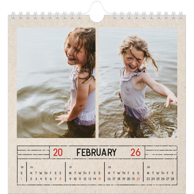 Square calendars  — Craft stamp effect [February]