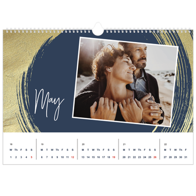 A3 Photo Calendar — Gold brush backgrounds [cover]
