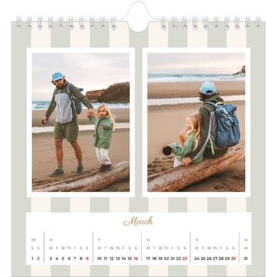 Square calendars  — Script and stripes [March]