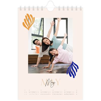 A5 Photo Calendar — Minimalist coral [May]