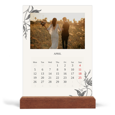 Easel Desk Calendar Portrait  — Ink & ivy [April]