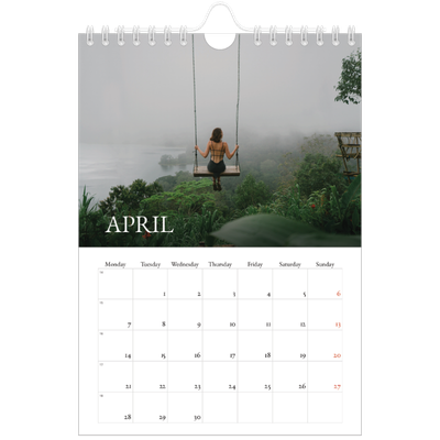 A5 Photo Calendar — Simple serif [April]