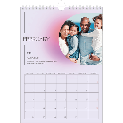 A4 Photo Calendar — Astrology gradients [February]