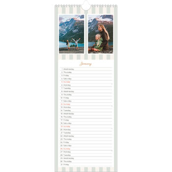 Slim Calendar (15 x 40cm) — Script and stripes