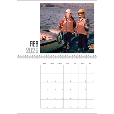 A4 Double Photo Calendar — Abbreviated text [February]