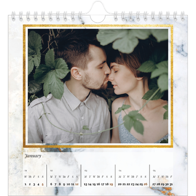 Square calendars  — Gold frame marble [February]