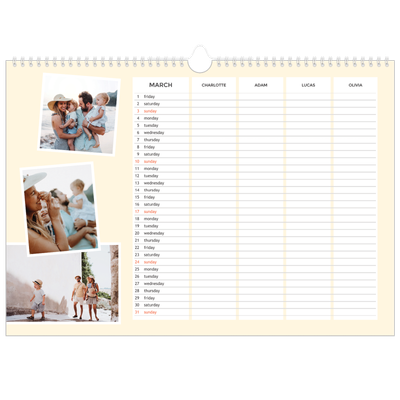 Family Planners A3 Landscape — Modern Planner - Family of 4 [March]