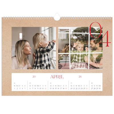 A3 Photo Calendar — Pops of red [April]