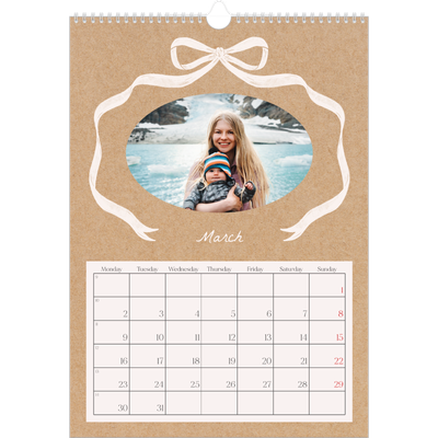A3 photo calendars — Kraft and bow [March]
