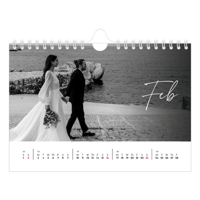 A5 Landscape Photo Calendar — Elegant script [February]