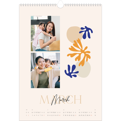 A3 photo calendars — Minimalist coral [March]