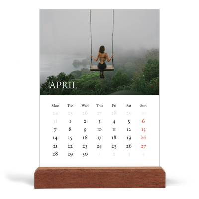 Easel Desk Calendar Portrait  — Simple serif [April]