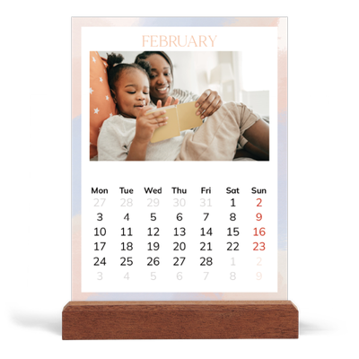 Easel Desk Calendar Portrait  — Paintbrush effect [February]