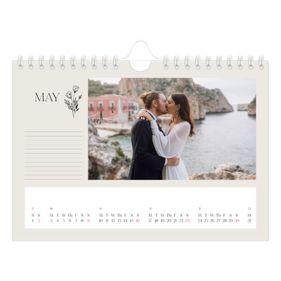 A5 Landscape Photo Calendar — Initials in bloom [May]