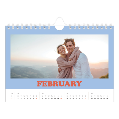 A5 Landscape Photo Calendar — Retro frames [February]