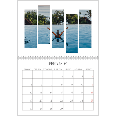 A4 Double Photo Calendar — Travel mosaics [February]