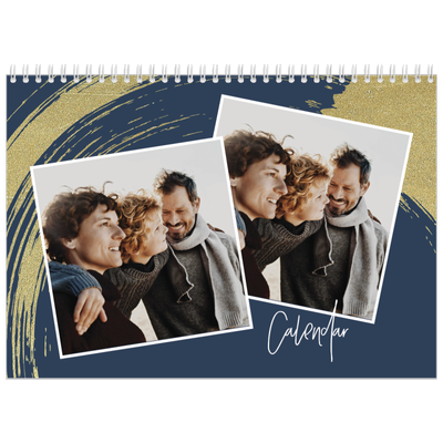 A4 Double Photo Calendar — Gold brush backgrounds [cover]