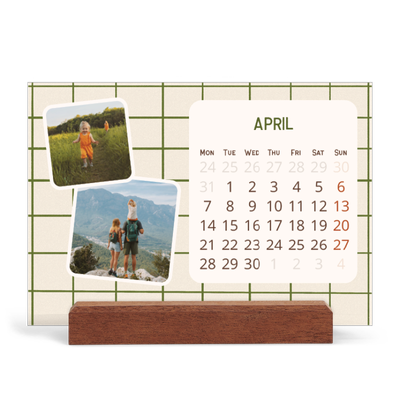 Easel Desk Calendar Landscape  — Retro patterns [April]