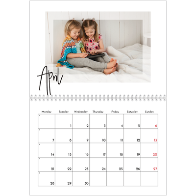 A4 Double Photo Calendar — Clear frame [April]