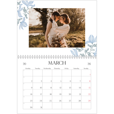 A4 Double Photo Calendar — Elegant floral [March]