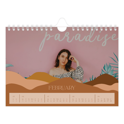 A5 Landscape Photo Calendar — Neutral mountains [February]