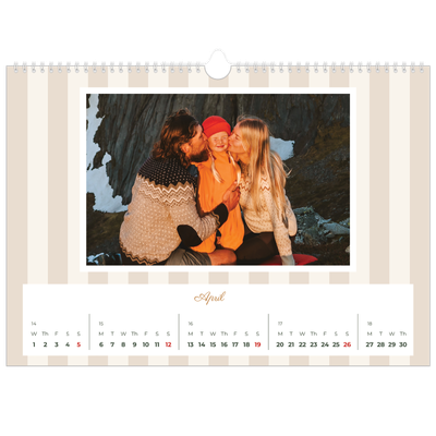 A3 Photo Calendar — Script and stripes [April]