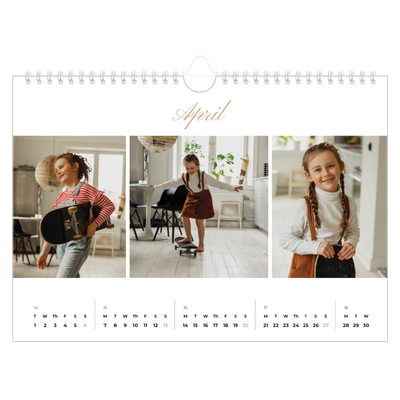 A4 Landscape Photo Calendar — Photo strip boxes [April]