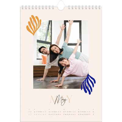 A4 Photo Calendar — Minimalist coral [May]