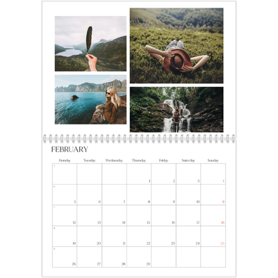A4 Double Photo Calendar — Surfing sunsets [February]