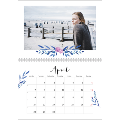 A4 Double Photo Calendar — Flower illustrations [April]