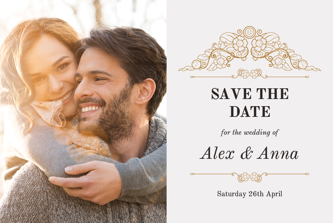 Save the date — Classic White and Gold