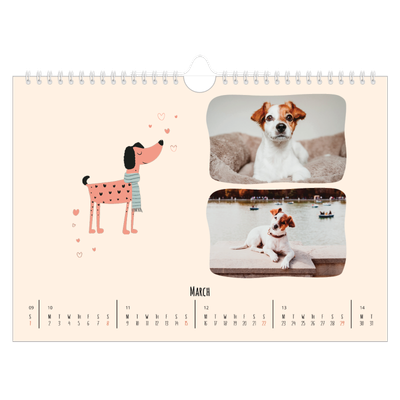 A4 Landscape Photo Calendar — Dog paws and doodles [March]